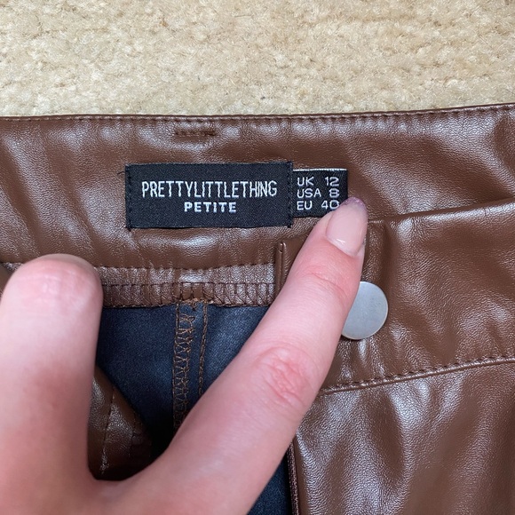 PLT Brown Leather Pants Petite Size 8 - Picture 2 of 3